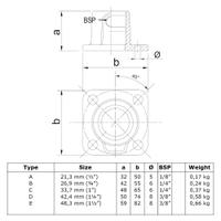 Buiskoppeling Vierkante voetplaat met doorloop - zwart-D / 42,4 mm